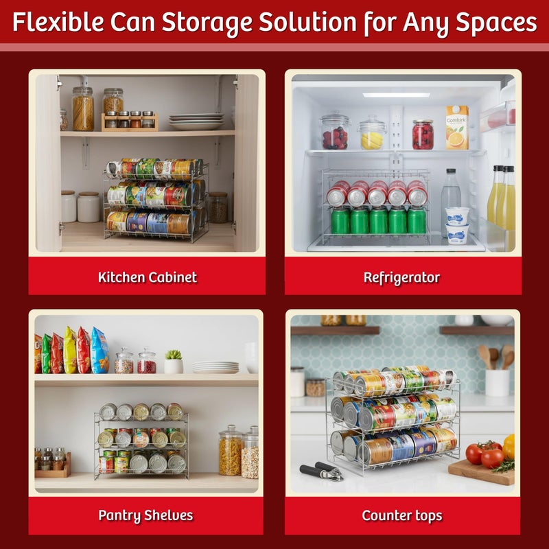 Chef Buddy Lavish Classic Cuisine 3 Tier Dispenser-Organizer Rack Holds up to 27 Cans-for Kitchen Pantry, Countertops, and Cabinets-Storage Accessories (Chrome) - Image 5